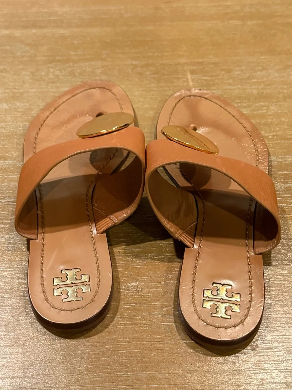 Tory Burch Patos Disc Thong Sandal Milled Calf Leather in MOU Sz 8
